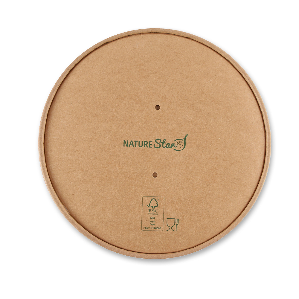 Organic lids for salad bowls Caesar made from kraft paper/PE, FSC®-mix, viewed from above, 185mm diameter