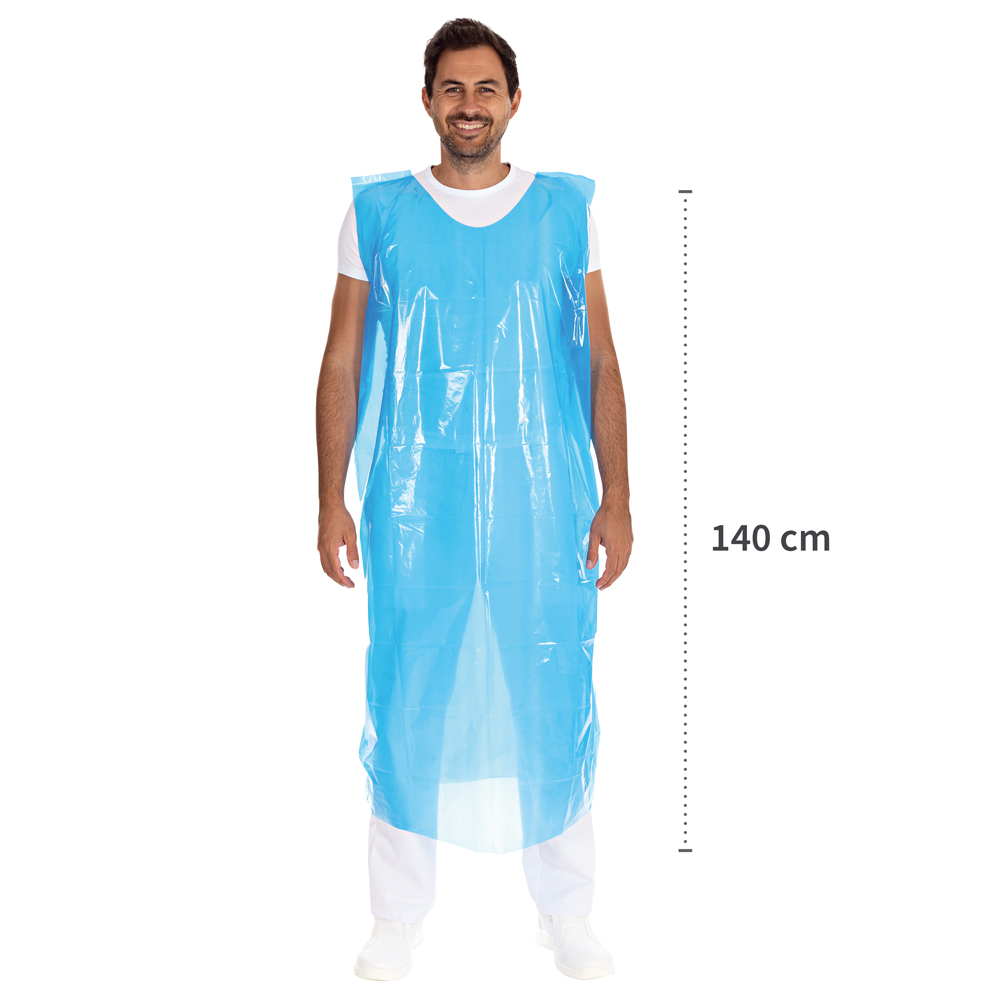 Full body aprons approx. 30 my from LDPE the dimension in blue