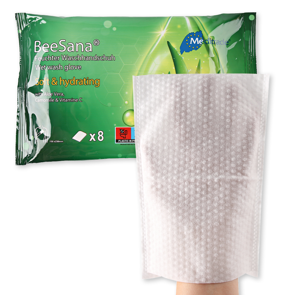 Buy Meditrade BeeSana® moisture washing gloves, flow pack - 15cm, 23cm Buy Meditrade BeeSana® moisture washing gloves, flow pack - 15cm, 23cm