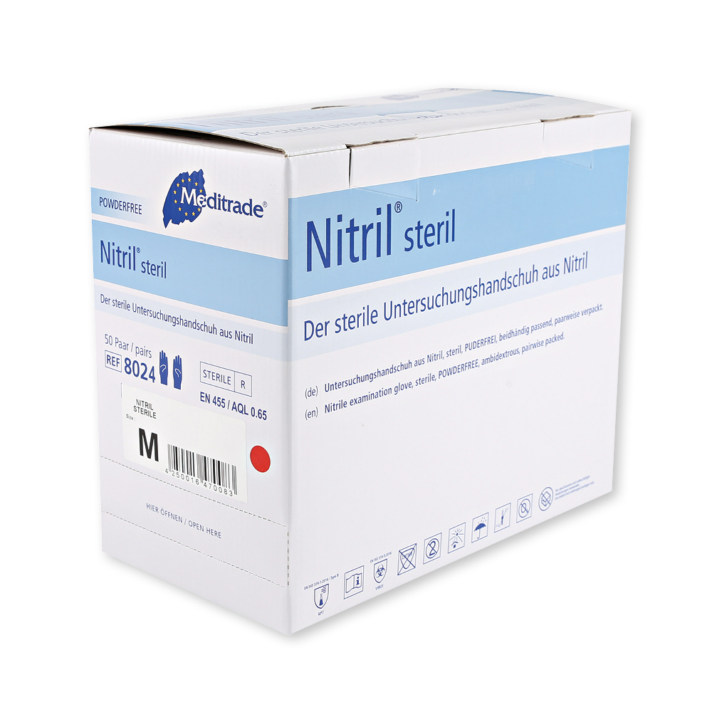 Meditrade Nitril® steril Untersuchungshandschuhe, Nitril - 9/L 