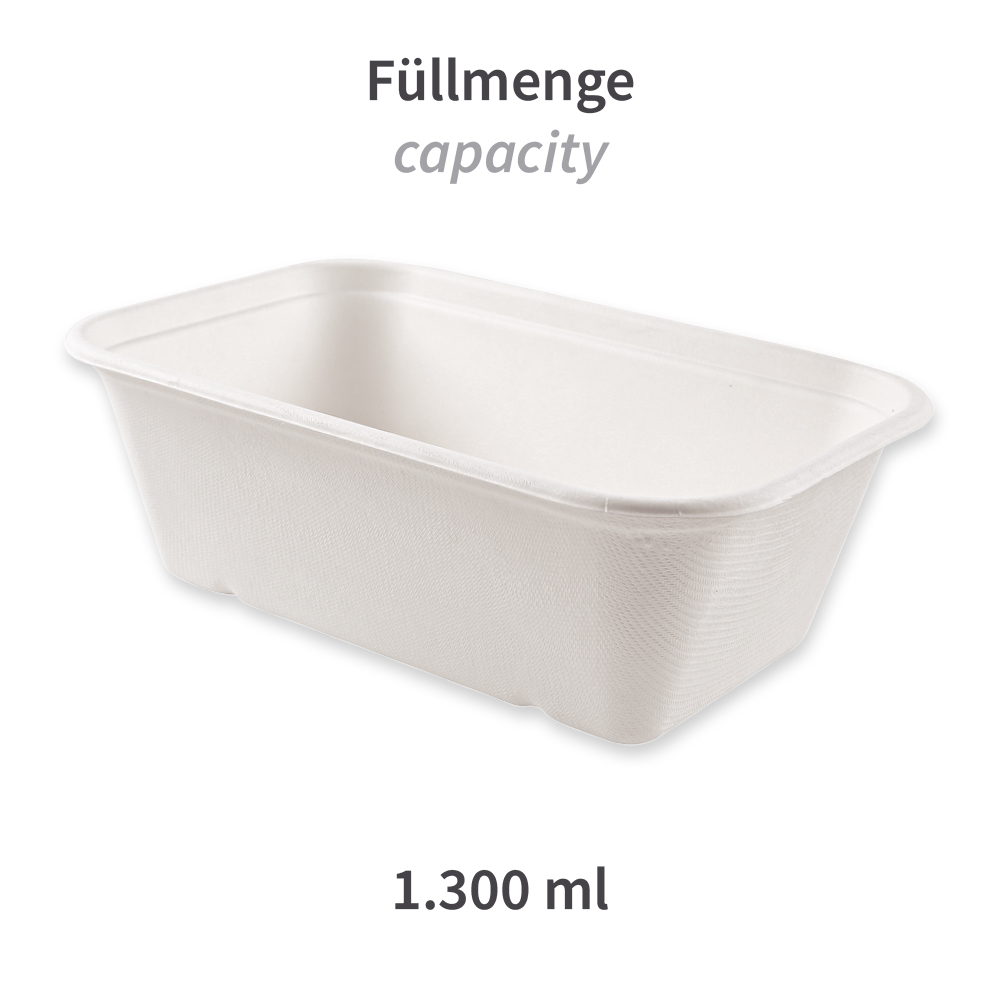 Organic trays Puro, rectangular made of bagasse, capacity