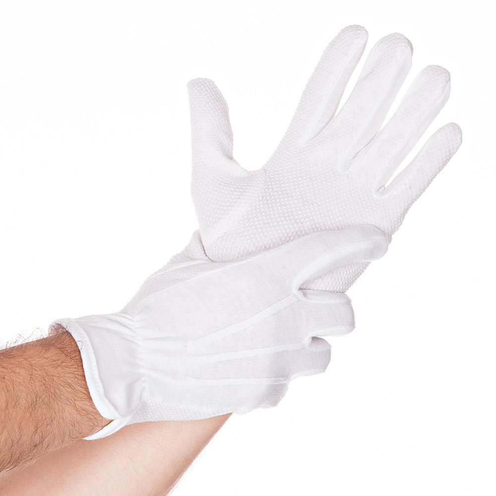 Cotton gloves Tricot Grip in white