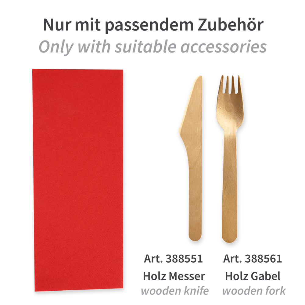 Cutlery napkins, 40x33cm, 1-ply with 1/8 fold, airlaid, FSC®-mix, accessories, red