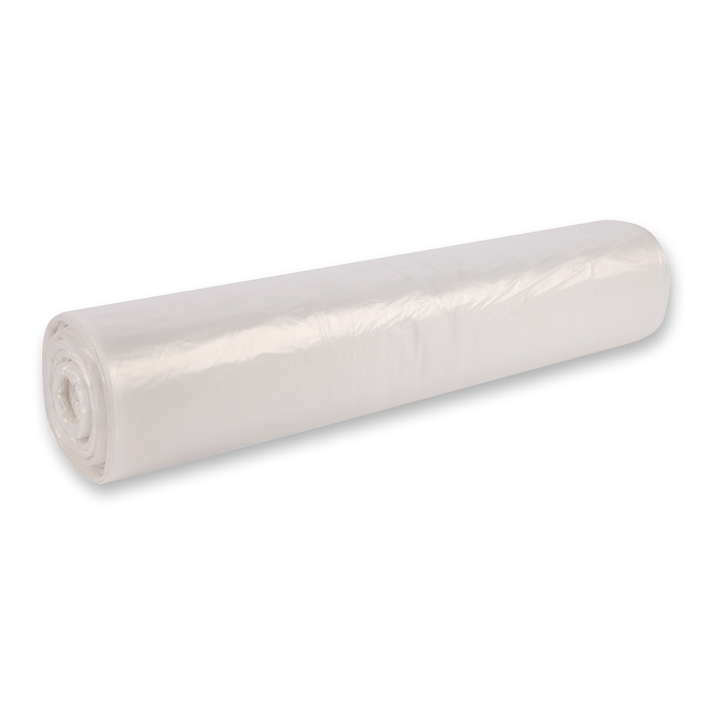 Waste bags Premium, 120 l made of HDPE on roll in transparent in the oblique view