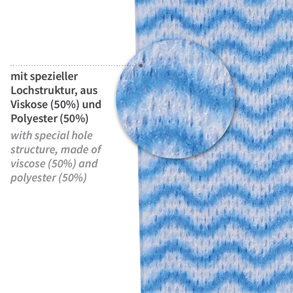 Spültücher aus Viskose/Polyester, gelegt, Material, blau