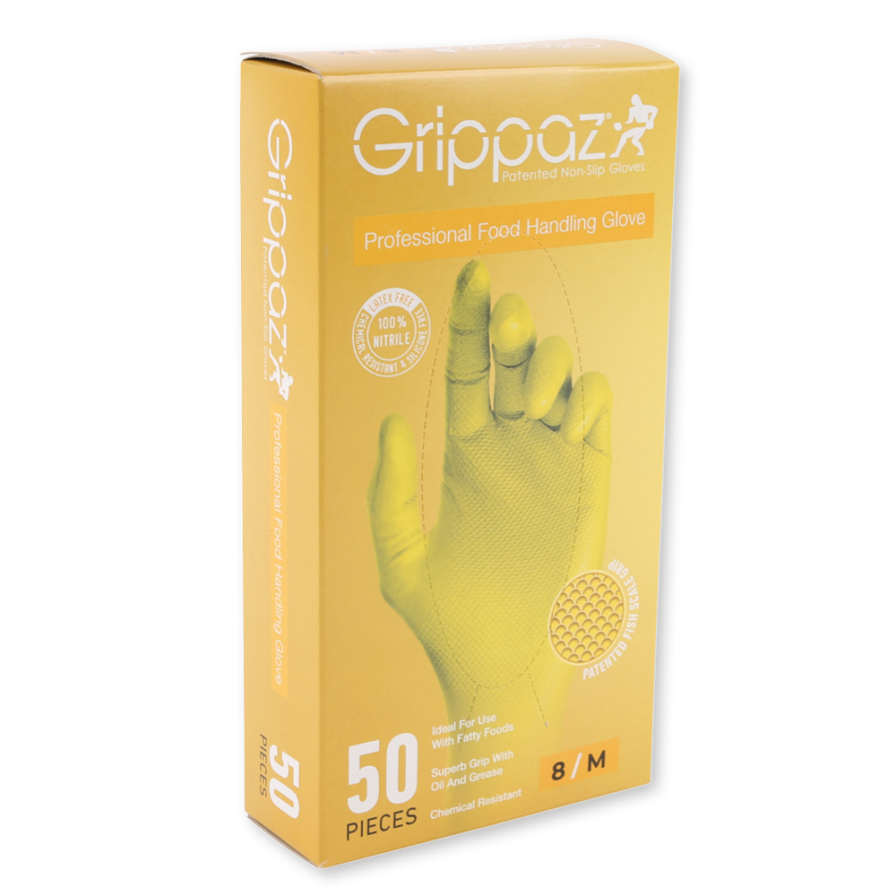 Nitrile gloves Power Grip powder-free in yellow in the dispenser box