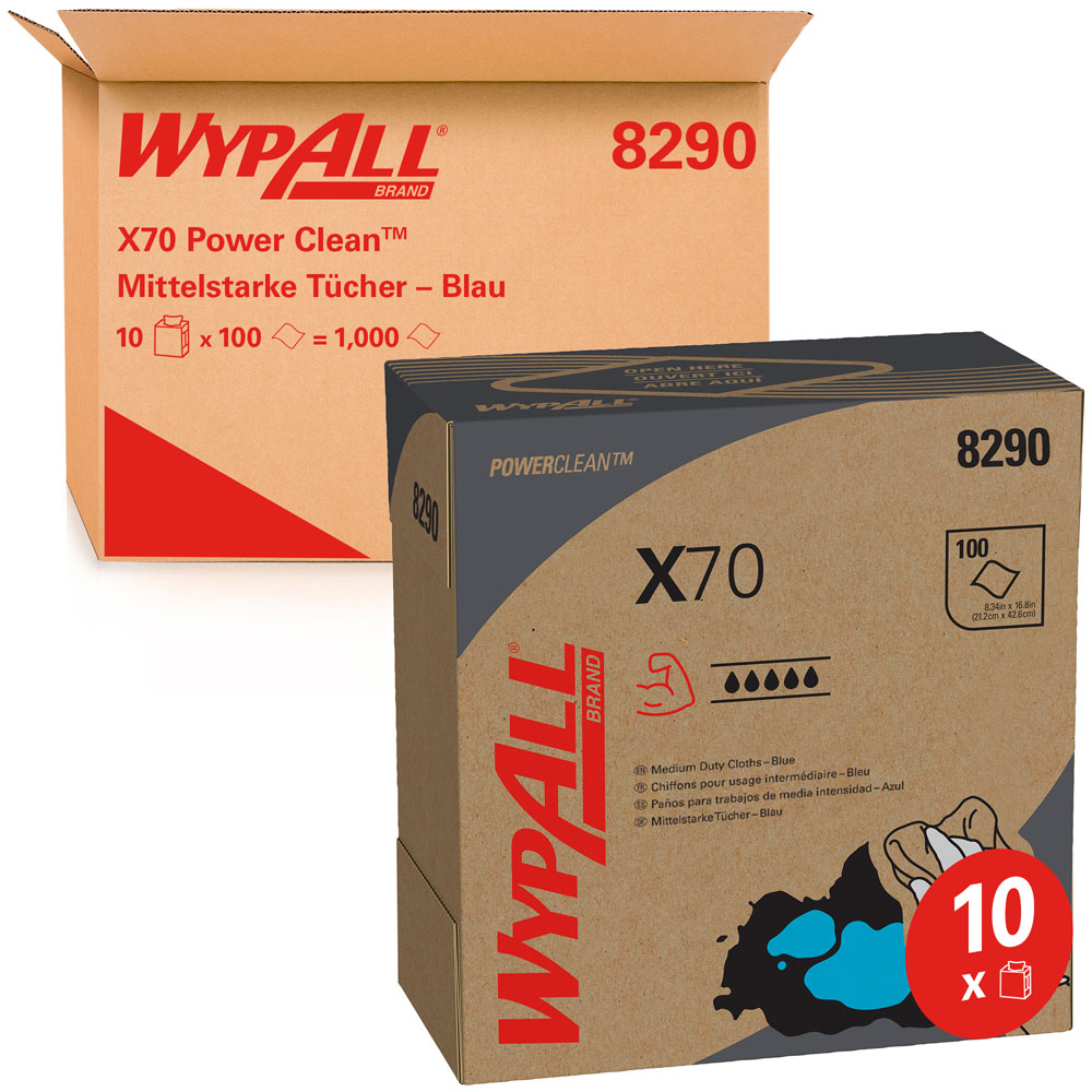 WypAll® X70 Wischtücher, 1-lagig in der Zupfbox mit der Verpackung