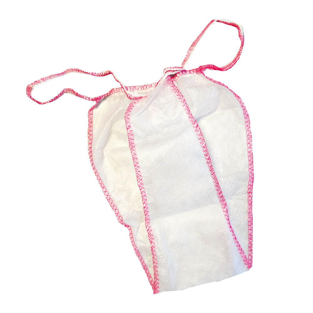 Disposable briefs Lady made of PP in white with pink seams