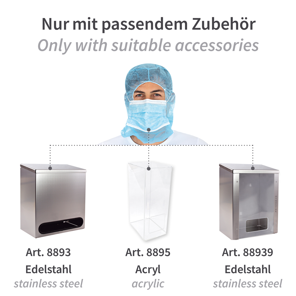 Astrohauben mit 3-lagigem Mundschutz | PP, blau, Zubehör Astrohauben mit 3-lagigem Mundschutz aus PP in blau mit Zubehör
