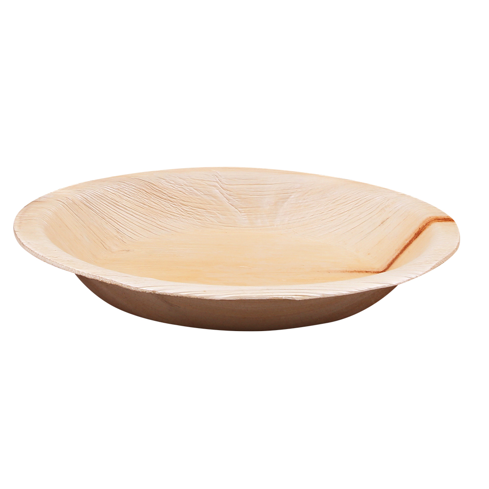 Biodegradable soup plate round made of palm leaf food safe in 25mm