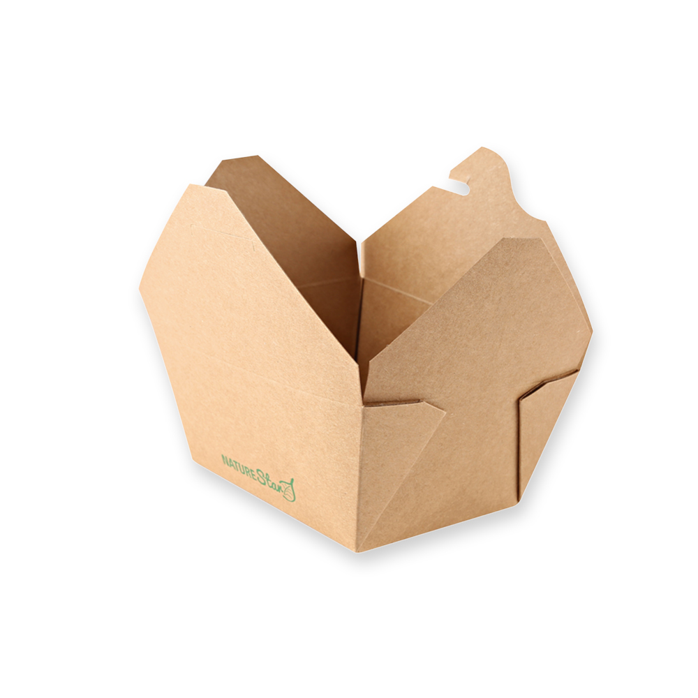 Organic food boxes Menu made of kraft paper/PE, with the lid folded upwards, smallest size