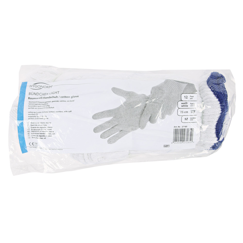 Cotton gloves Cuff Light in white in the package