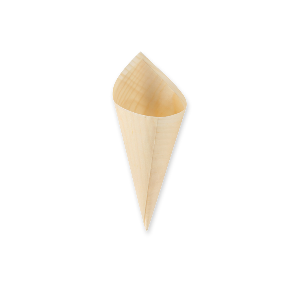 Wooden pine tip bag in the front view 