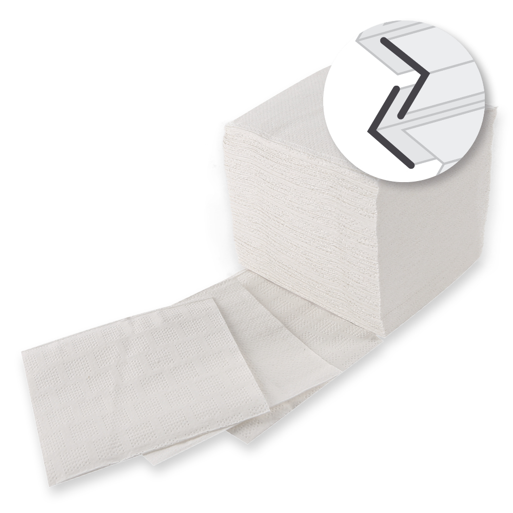 Toilet paper, single sheet, 2-ply made of cellulose, interfold, FSC®-Mix