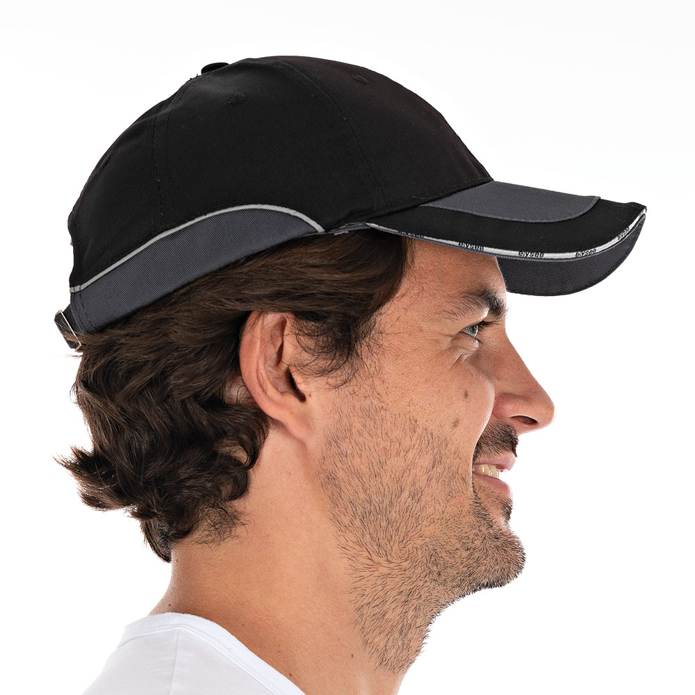 Bump cap "Greg", cotton/polyester in the side view, black