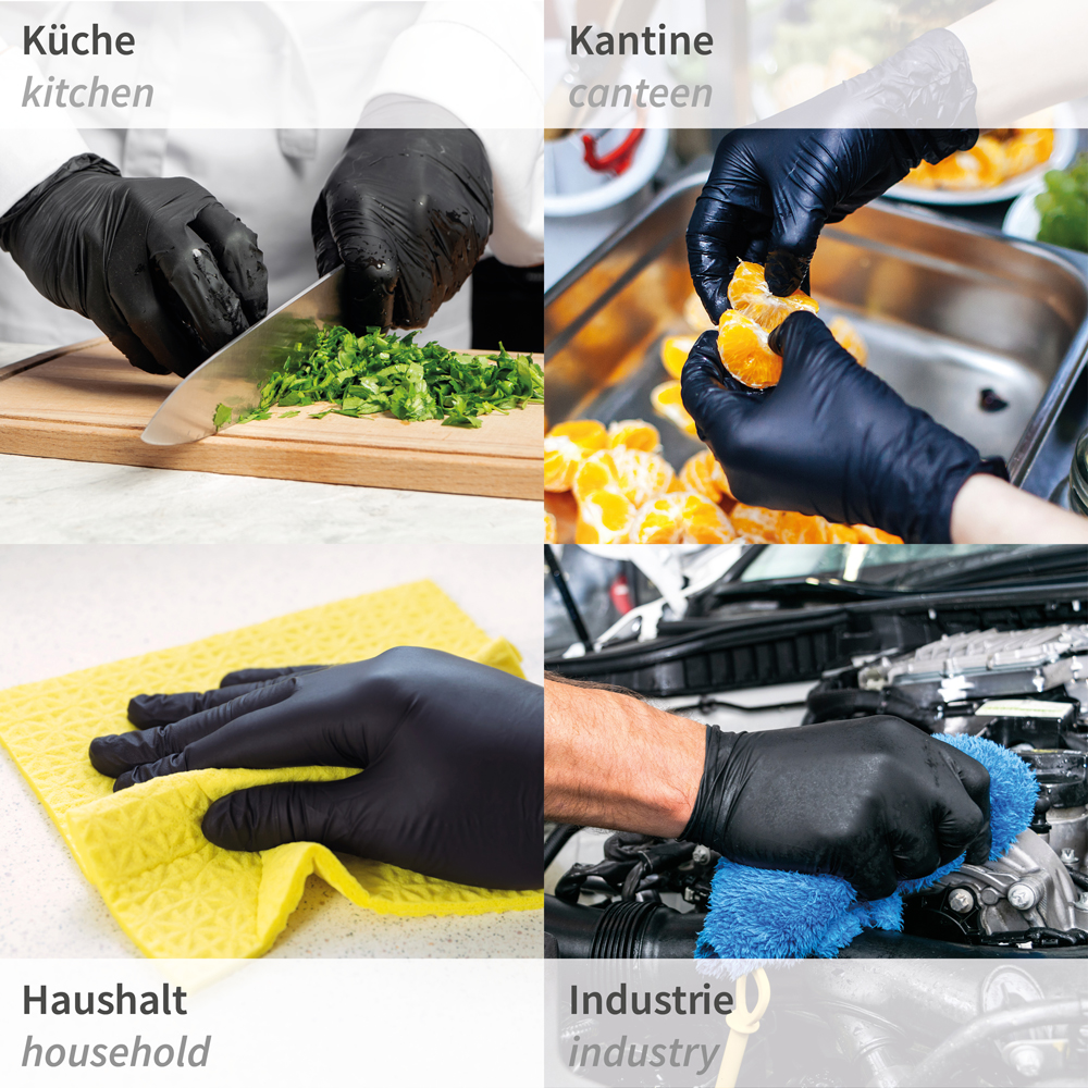 Nitrile gloves Allfood Safe powder-free in black with example of use