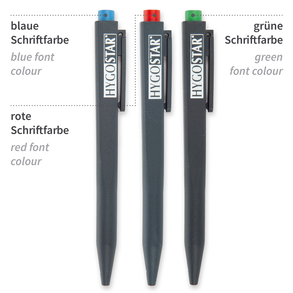  Kugelschreiber Clip, einziehbar aus Kunststoff, detektierbar, die verschiedenen Schriftfarben, graphit