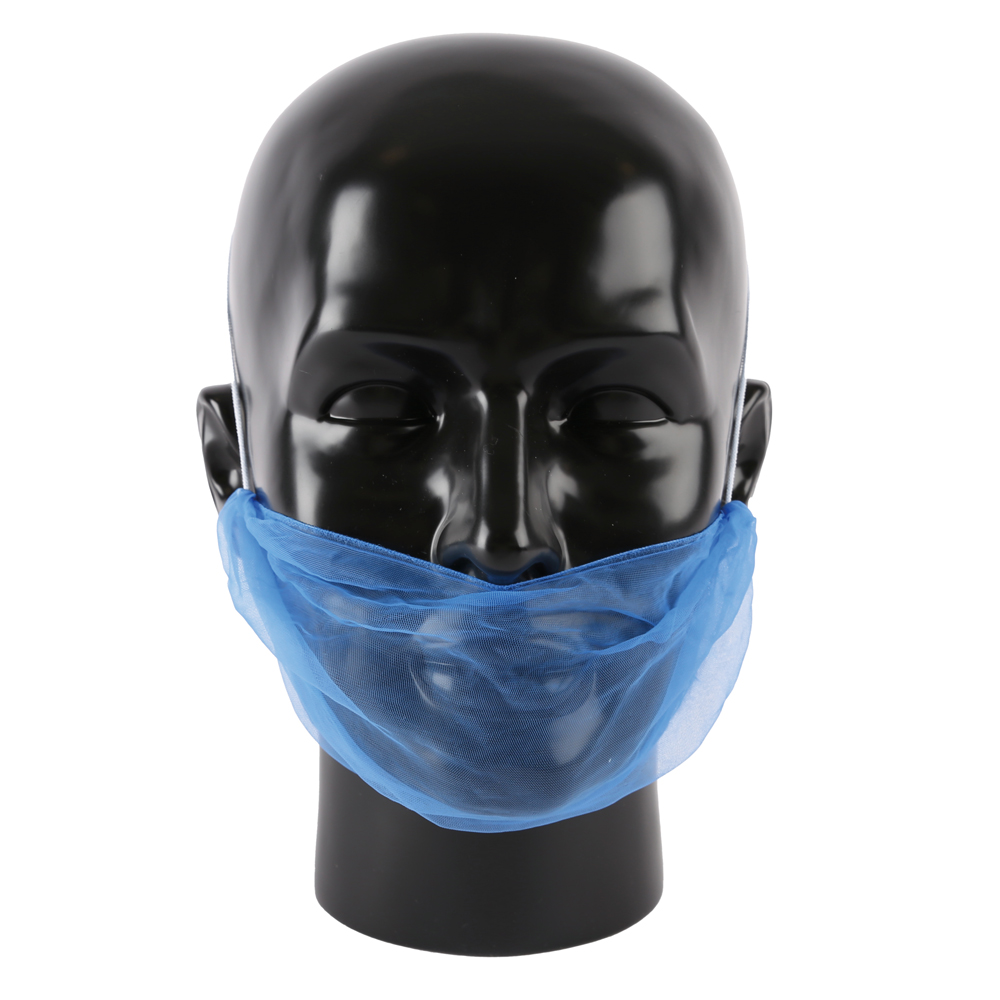 Beard cover Micromesh made of nylon in blue in the front view