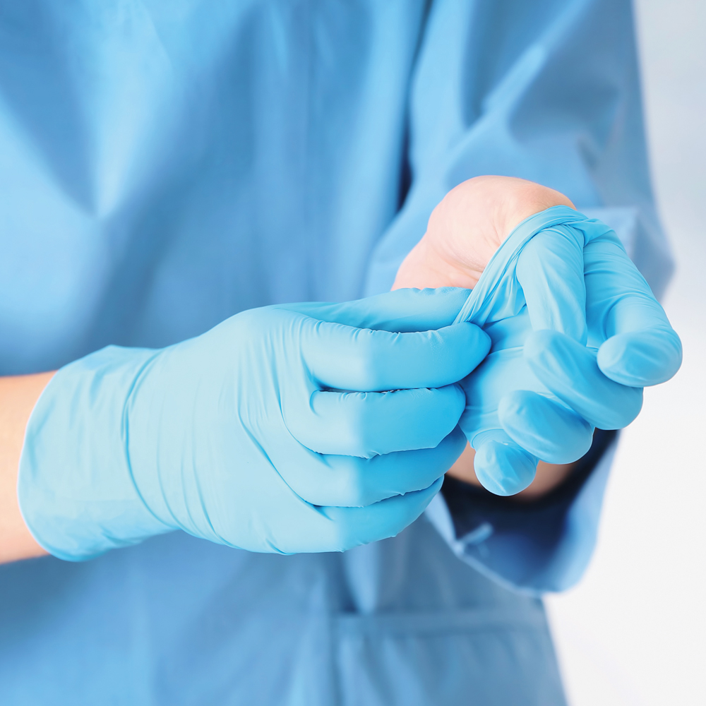 Examination gloves Safe Virus made of nitrile in blue with a rolled edge