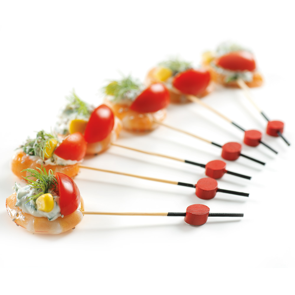 Fingerfood skewers "Kreis" made of Bamboo with small snacks