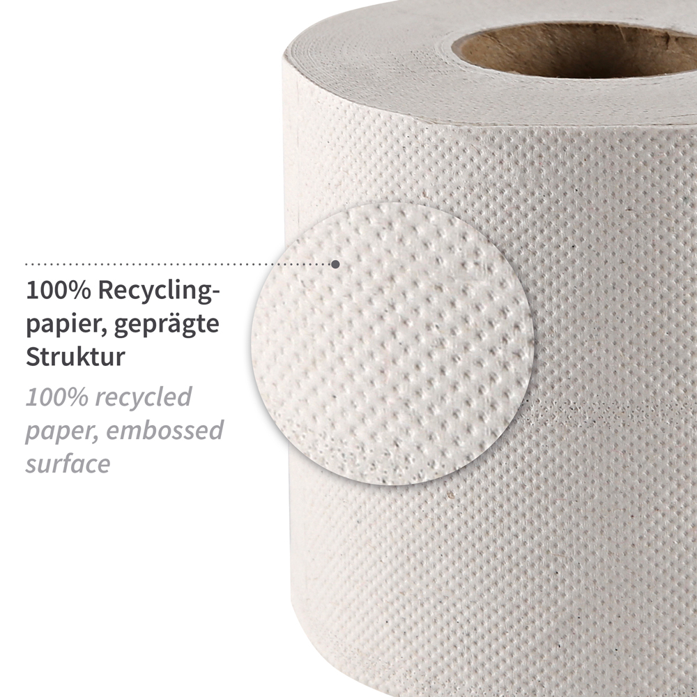 Toilet paper, small roll, 3-ply made of recycled paper, material