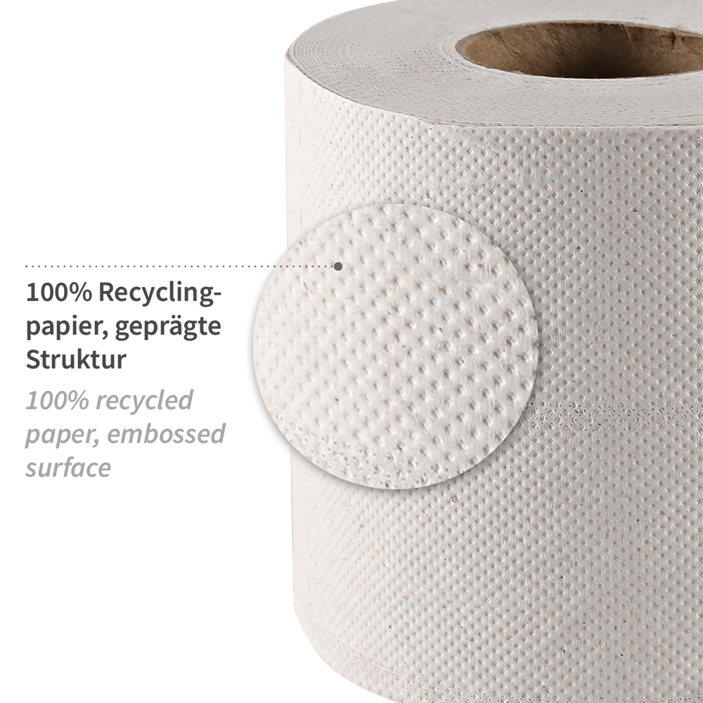 Toilettenpapier, Kleinrolle, 3-lagig aus Recyclingpapier, Material