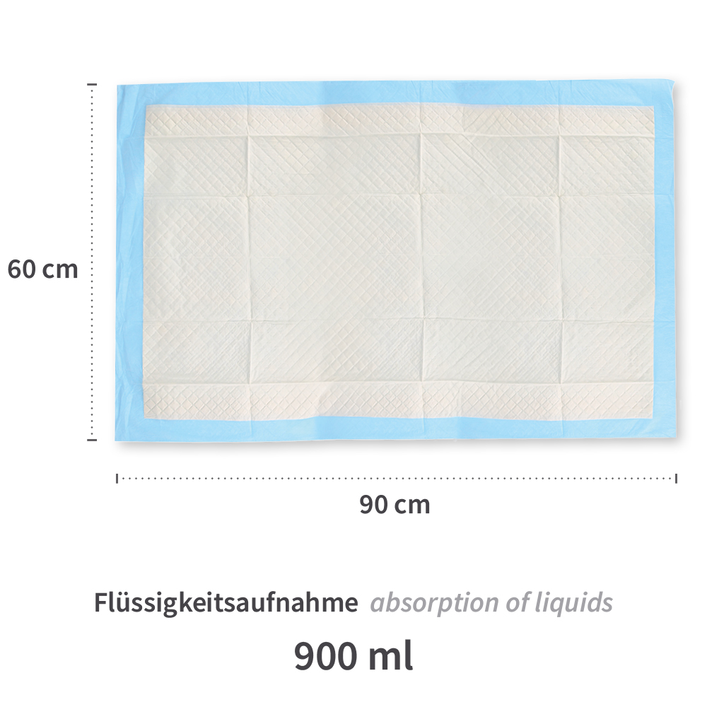 Underpads for beds PP/cellulose/PE with dimension