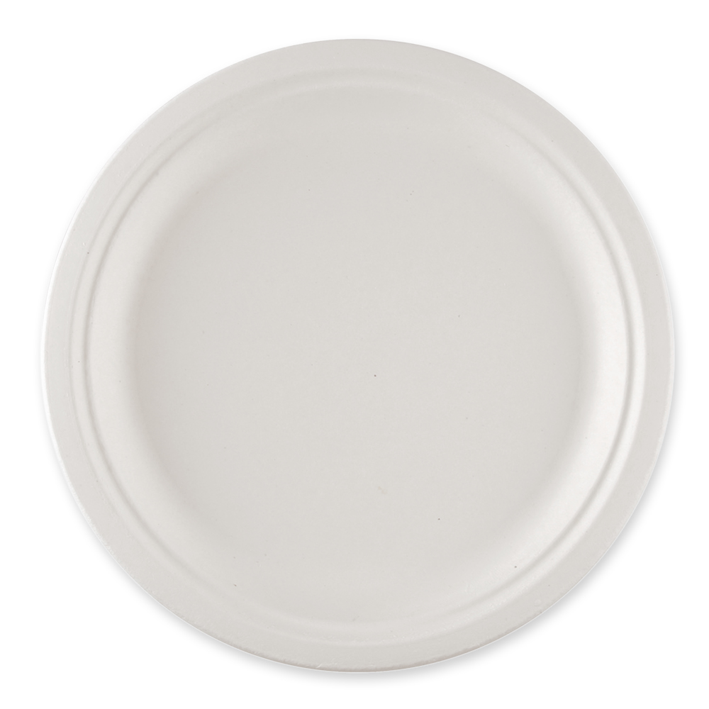 Biodegradable plate Single round made of sugarcane with 26 cm diameters