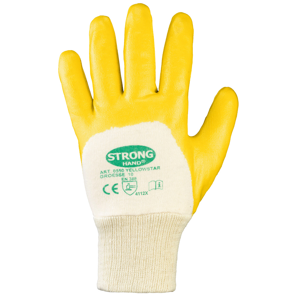 Stronghand® Yellowstar 0550, Arbeitshandschuhe, Rückseite Stronghand® Yellowstar 0550 Arbeitshandschuhe von der Rückseite