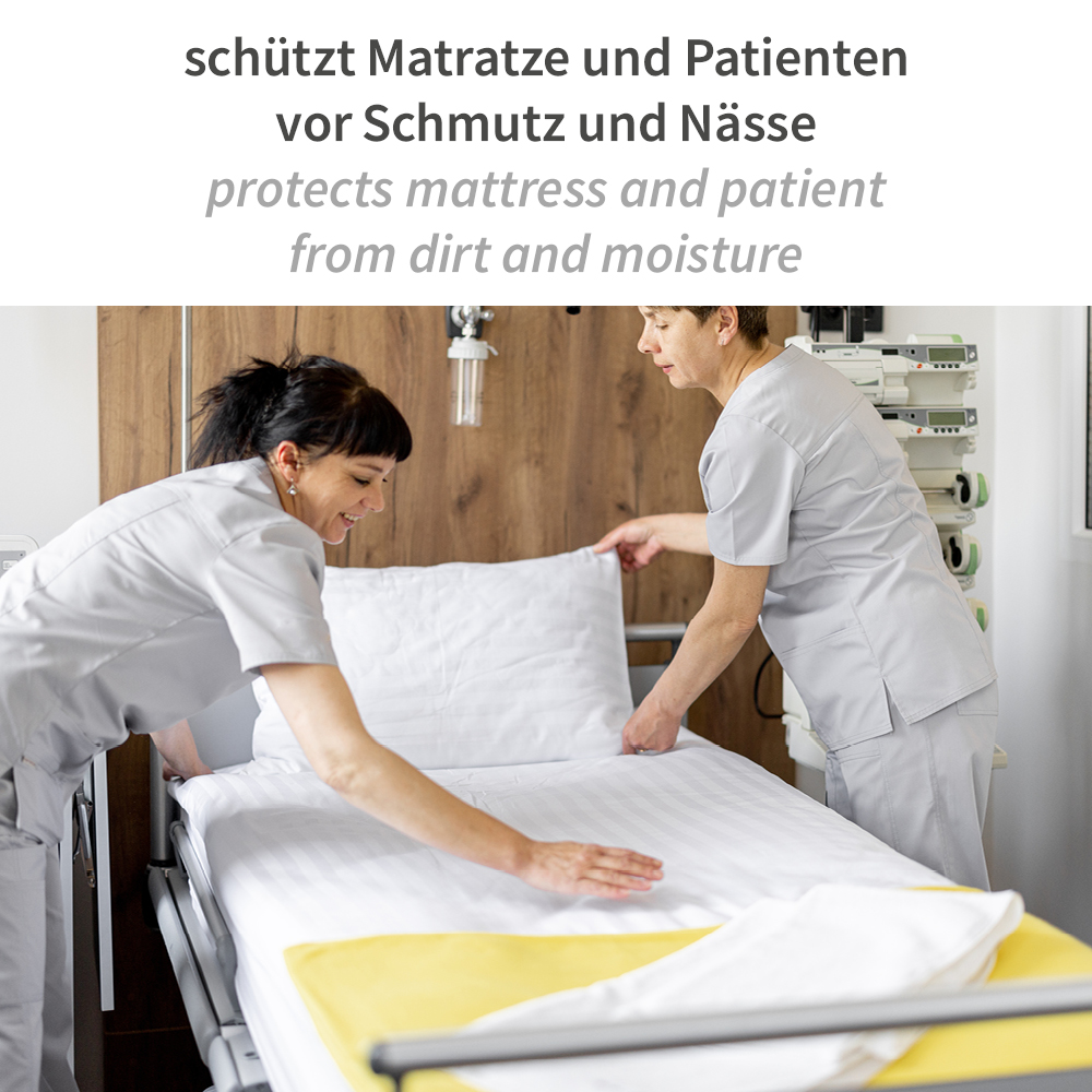 Bettunterlagen, 8-lagig aus PP/Recyclingzellulose/PE mit Einsatzbeispiel