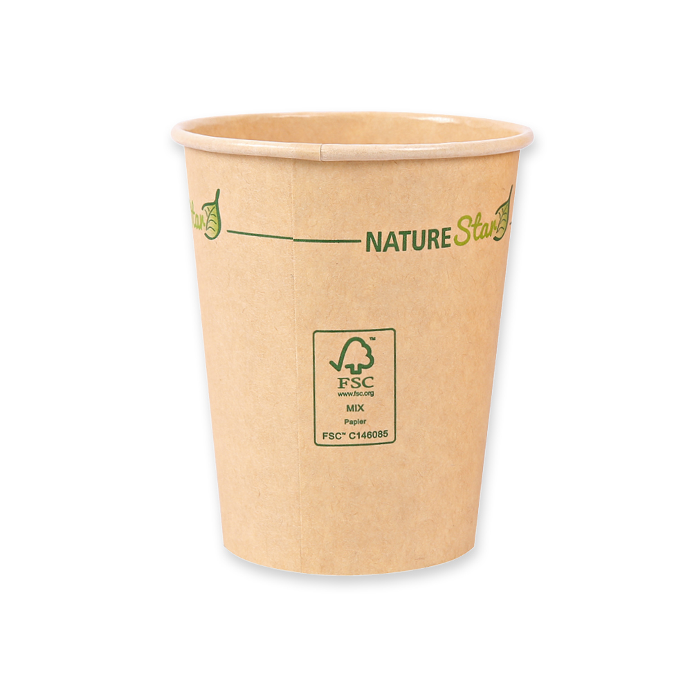 Kaffeebecher Mocca aus Kraftpapier, FSC®-zertifiziert für 200ml in der Rückansicht