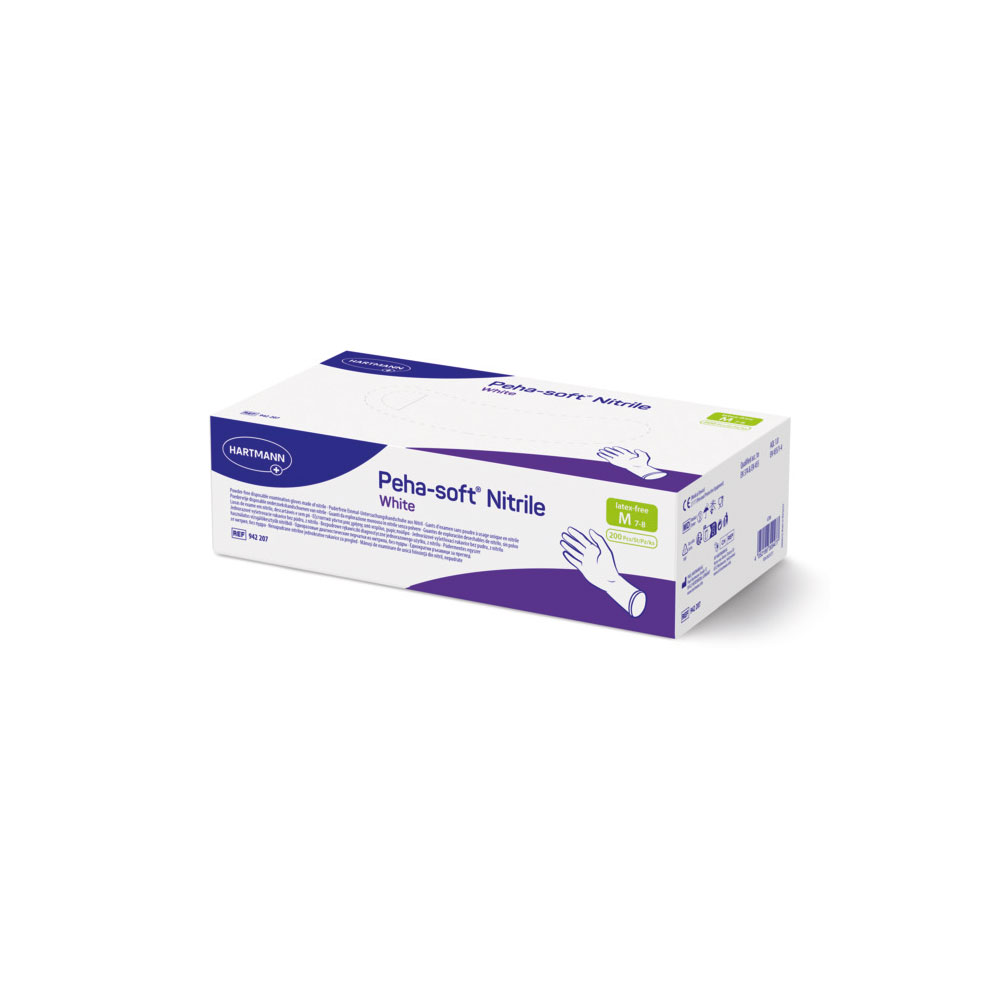 Hartmann Peha-soft® nitrile white powderfree, Untersuchungshandschuhe mit Verpackung