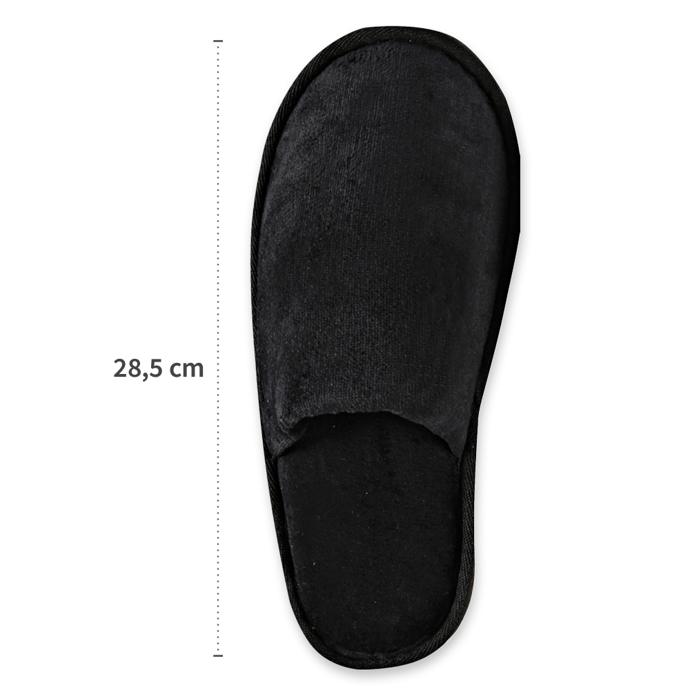 Slipper Deluxe, closed, made from velour with length measure