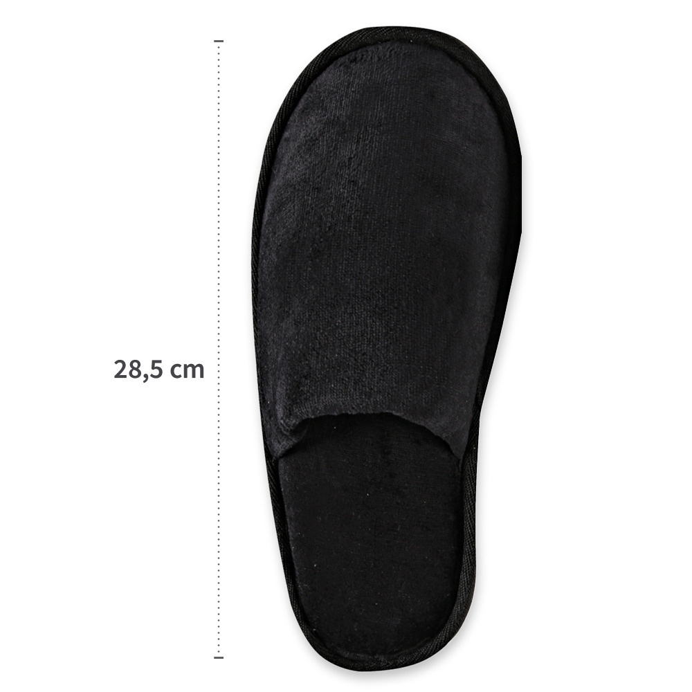 Slipper Deluxe, geschlossen, aus Velour mit Maßangabe