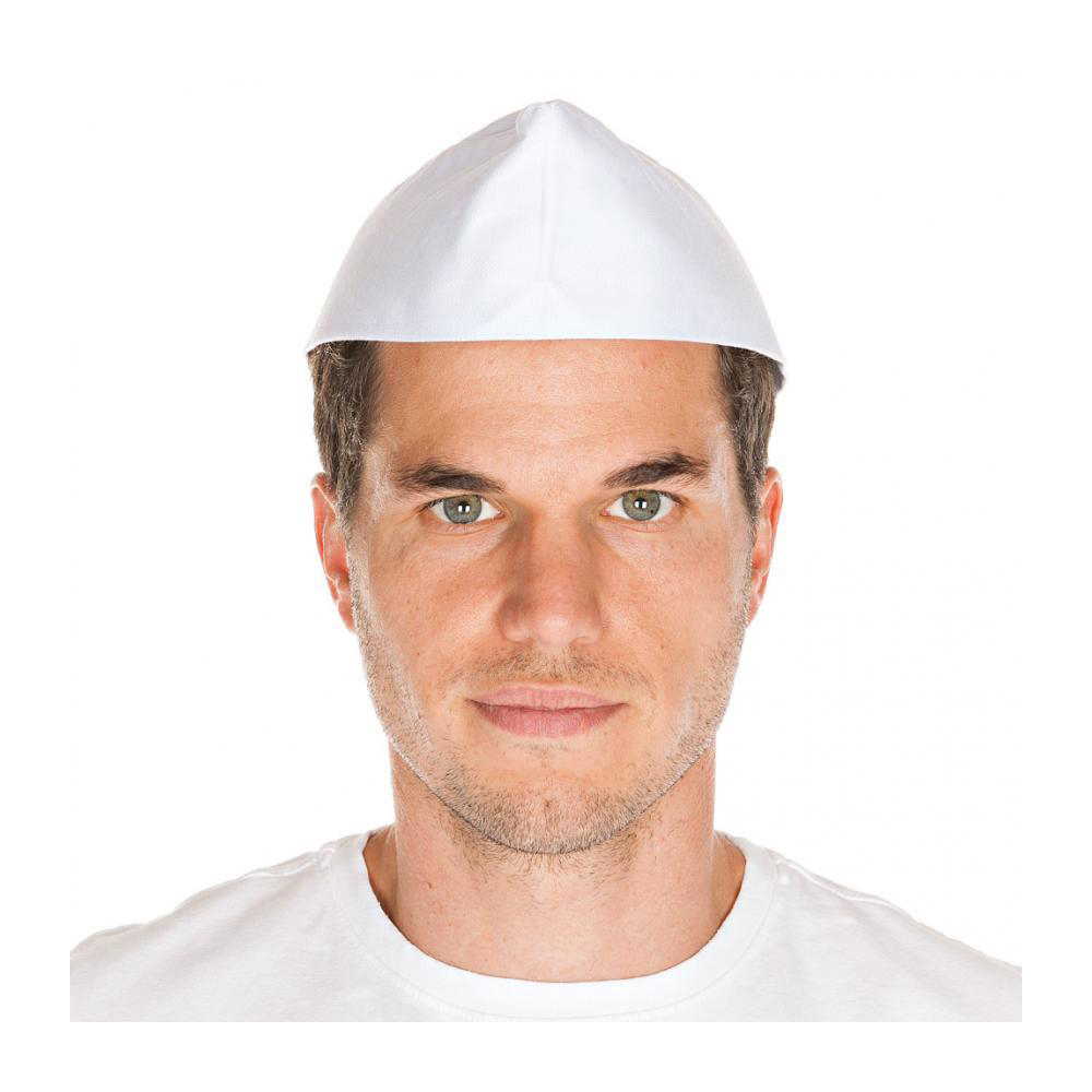 Forage hats made of polycotton in white in the front view