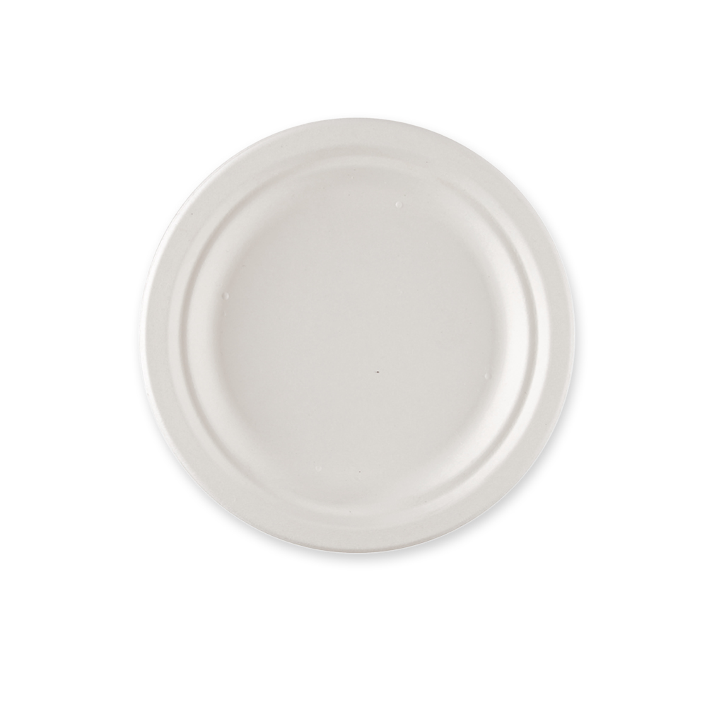 Biodegradable plate Single round made of sugarcane with 18 cm diameters