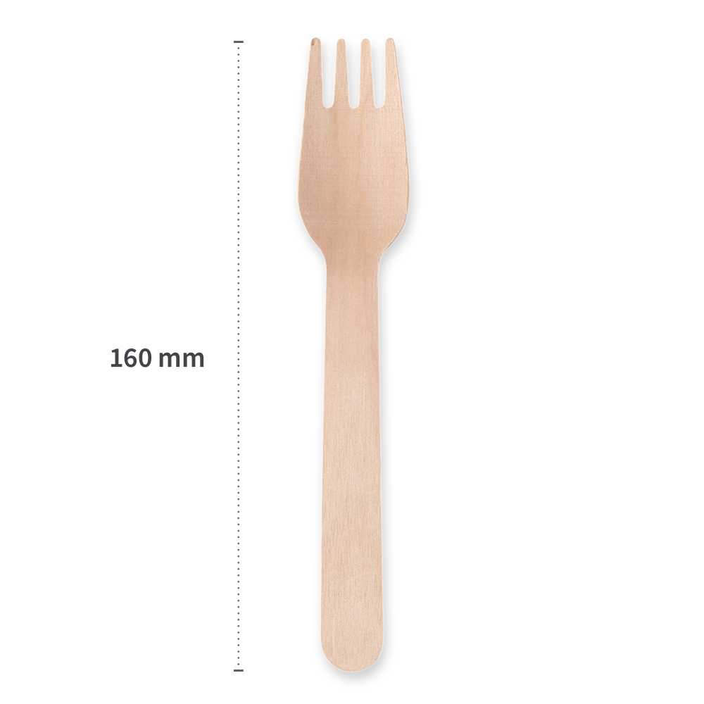 Biodegradable fork made of birch wood, FSC®-certified, length