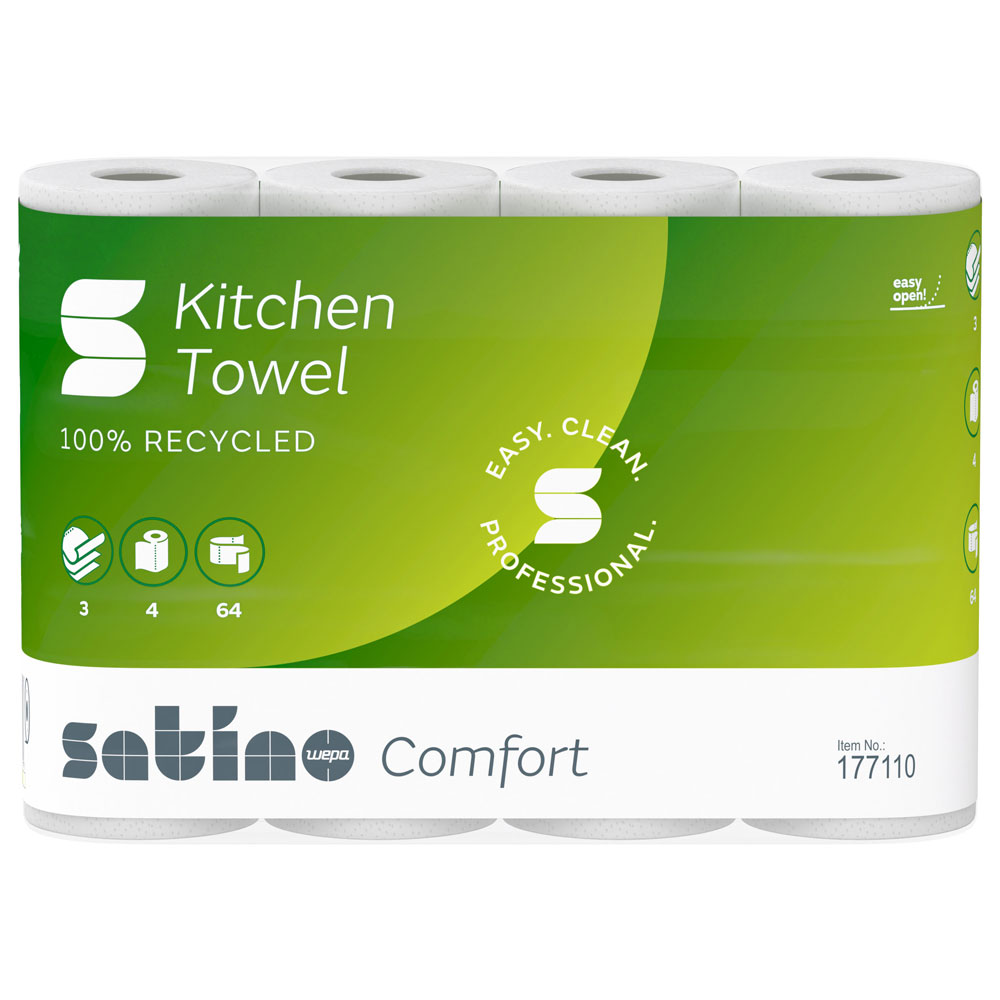 Satino Comfort Küchenrollen, 3-lagig | Recyclingpapier in der Frontansicht