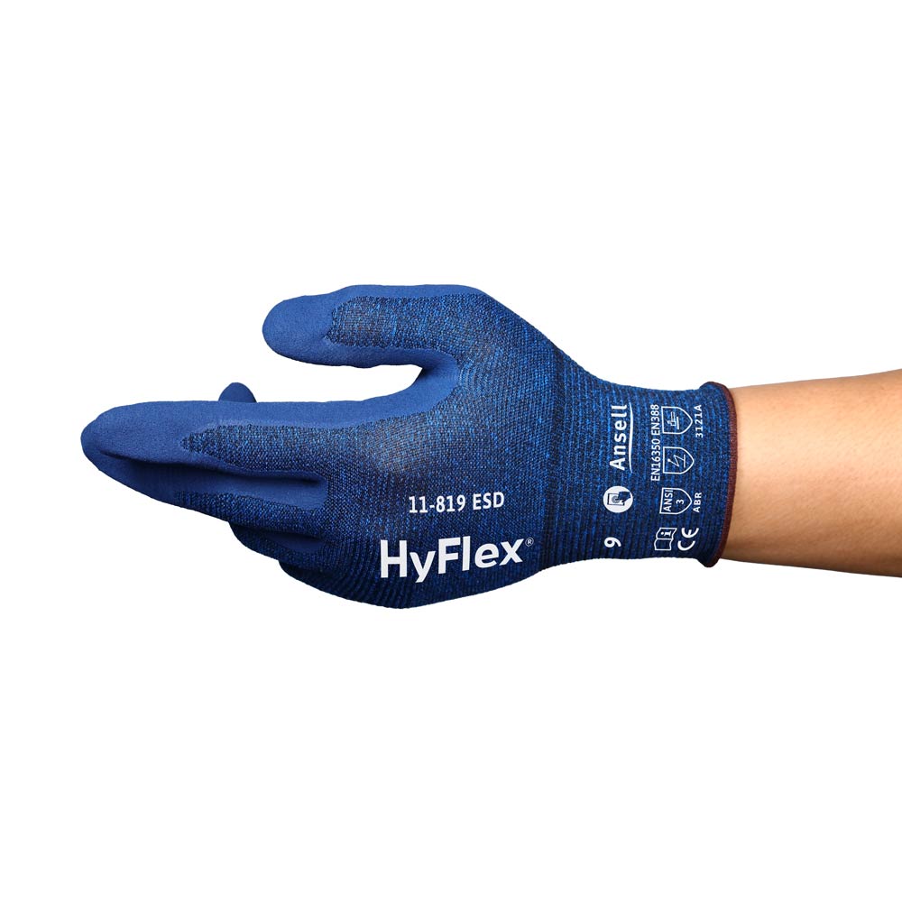 Ansell HyFlex® 11-819 ESD, mutlipurpose gloves, in the side-view