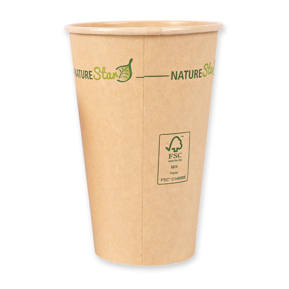 Kaffeebecher Mocca aus Kraftpapier, FSC®-zertifiziert für 300ml in der Rückansicht