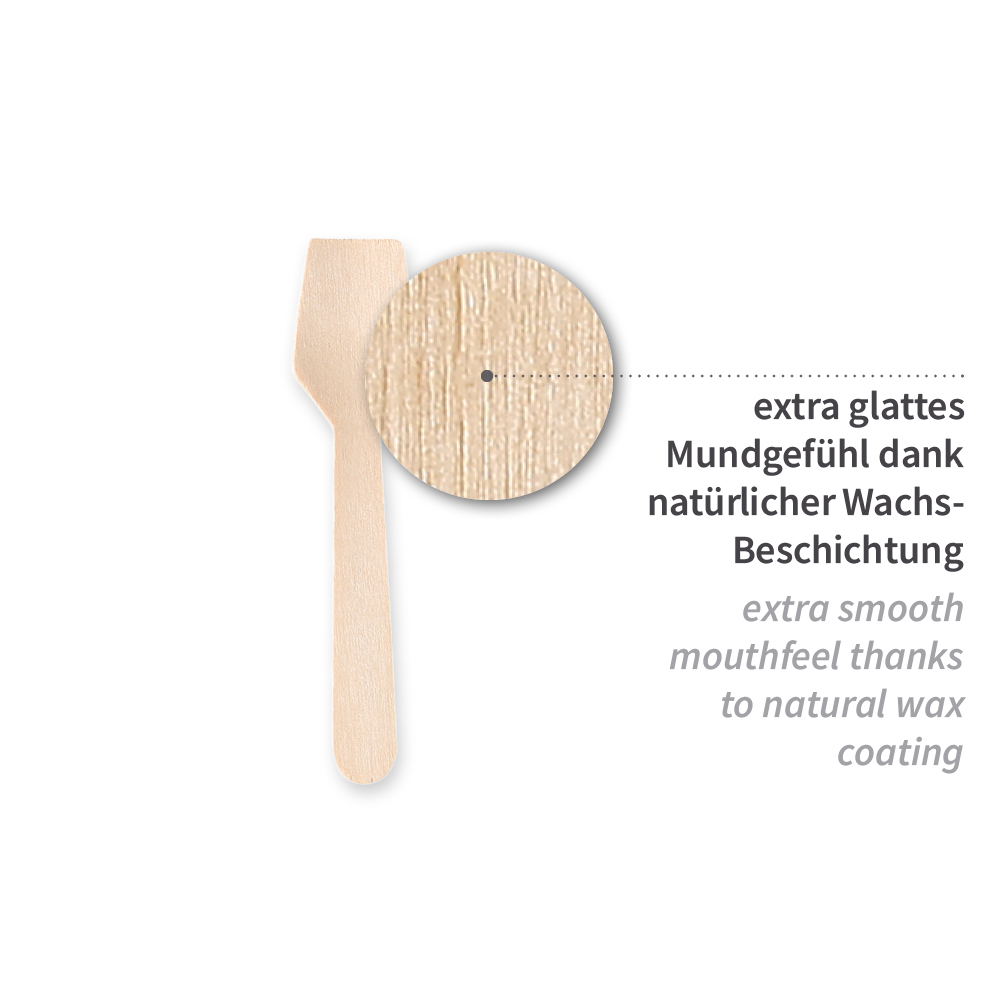 Organic ice cram spoons made of wood FSC® 100%, wax coated, properties