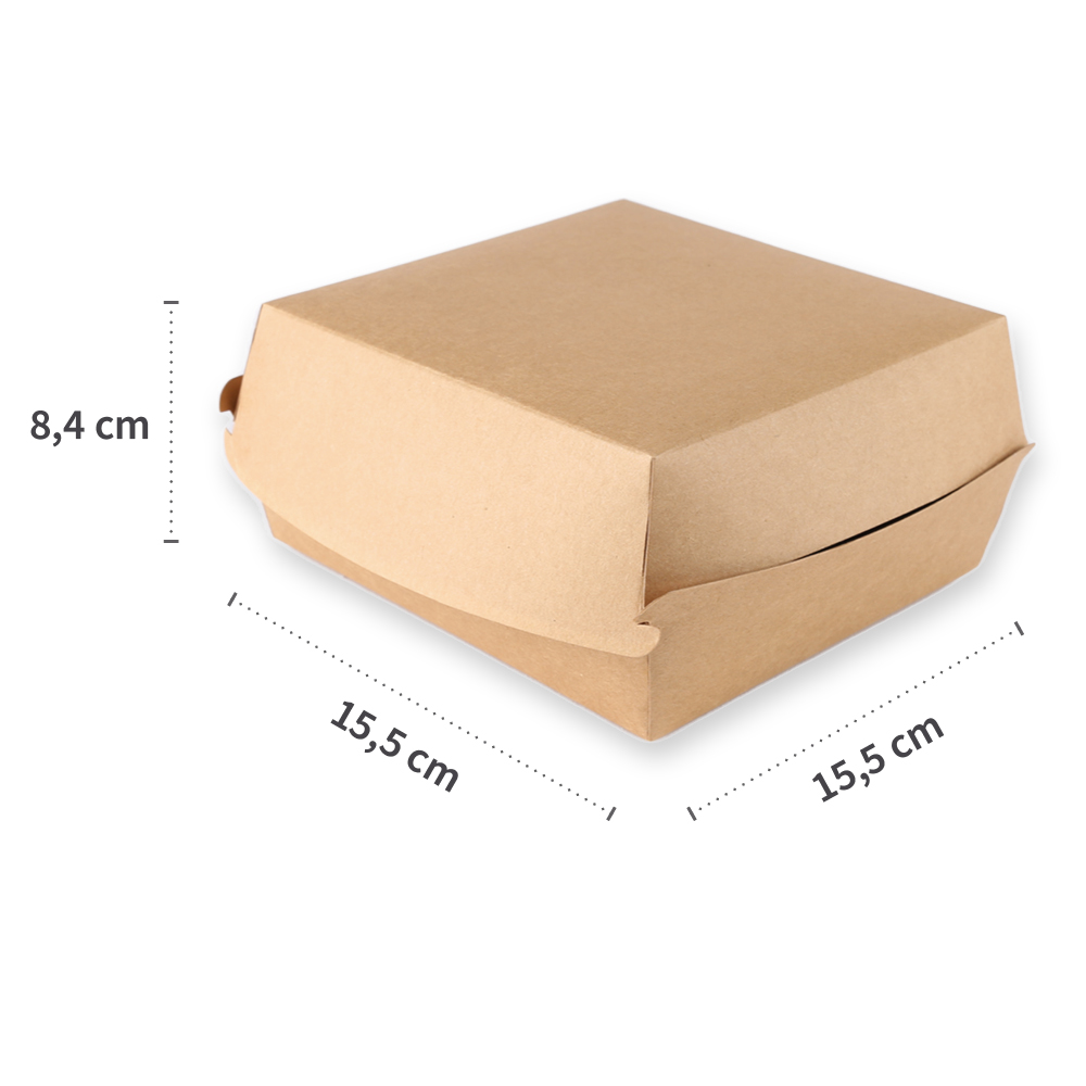 Hamburger box made of kraft paper, dimensions