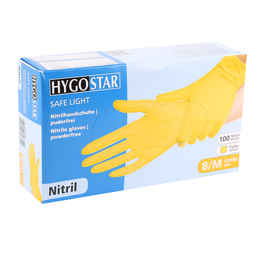 Nitrile gloves Safe Light powder-free in yellow in the dispenser box