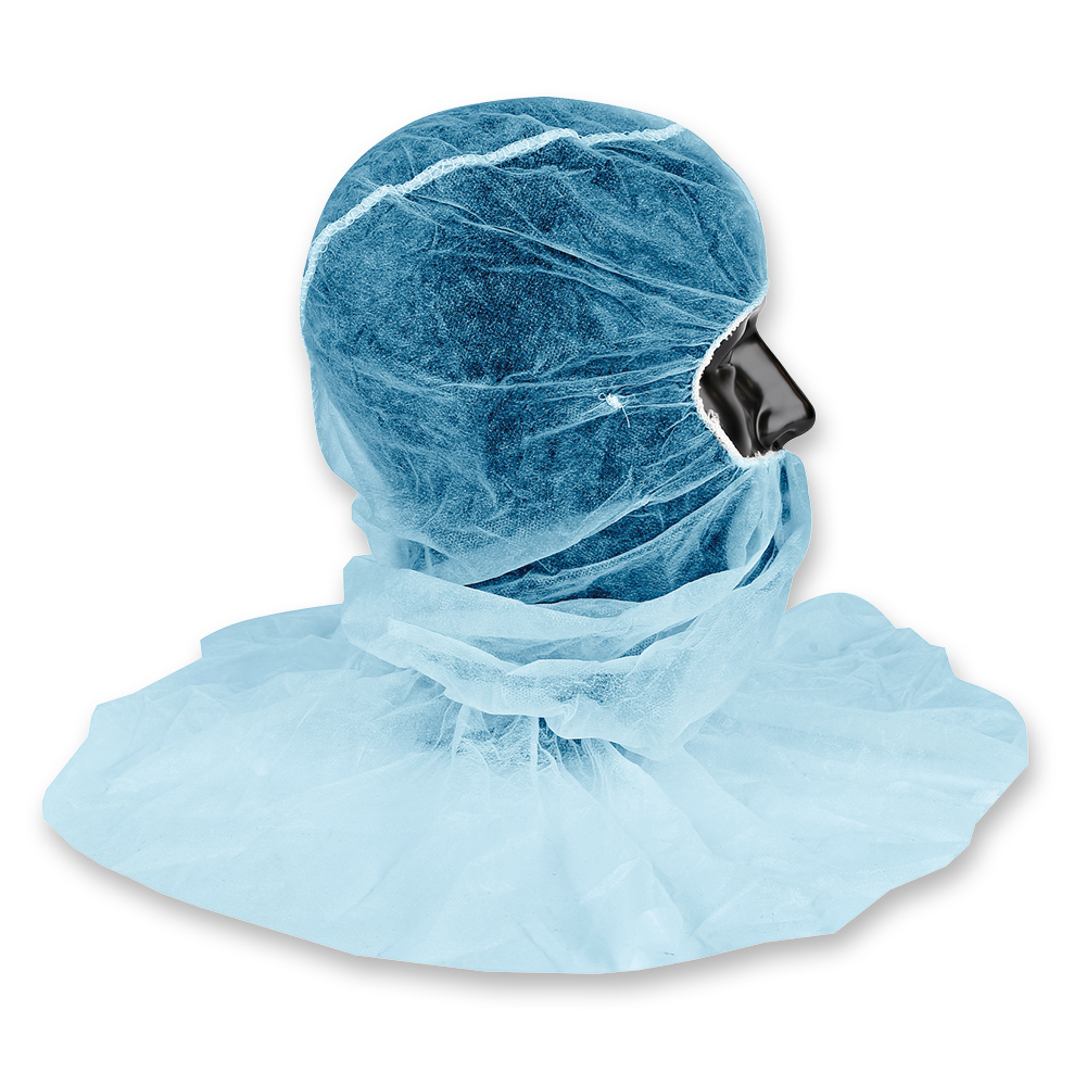 Astrohauben mit Cape | PP, blau, Seitansicht Astrohauben mit Cape aus PP in blau in der Seitansicht