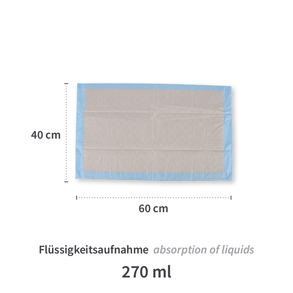 Underpads for beds, 8-ply | PP/cellulose/PE with dimensions