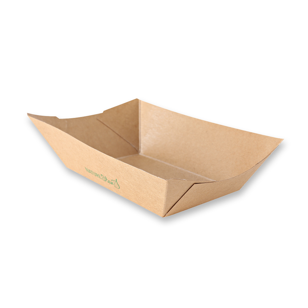Organic food trays Tasty made of kraft paper/PE in FSC®-Mix with 800ml in the oblique view
