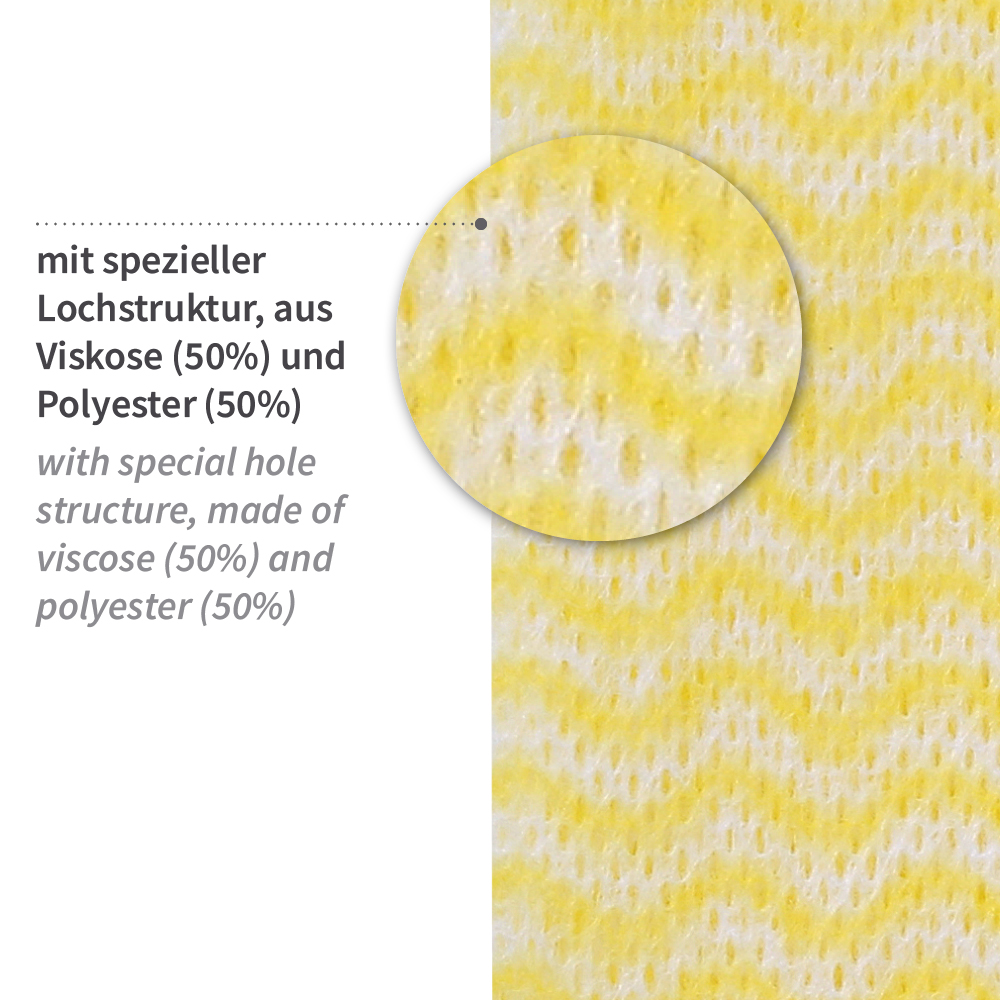 Spültücher aus Viskose/Polyester, gelegt, Material, gelb