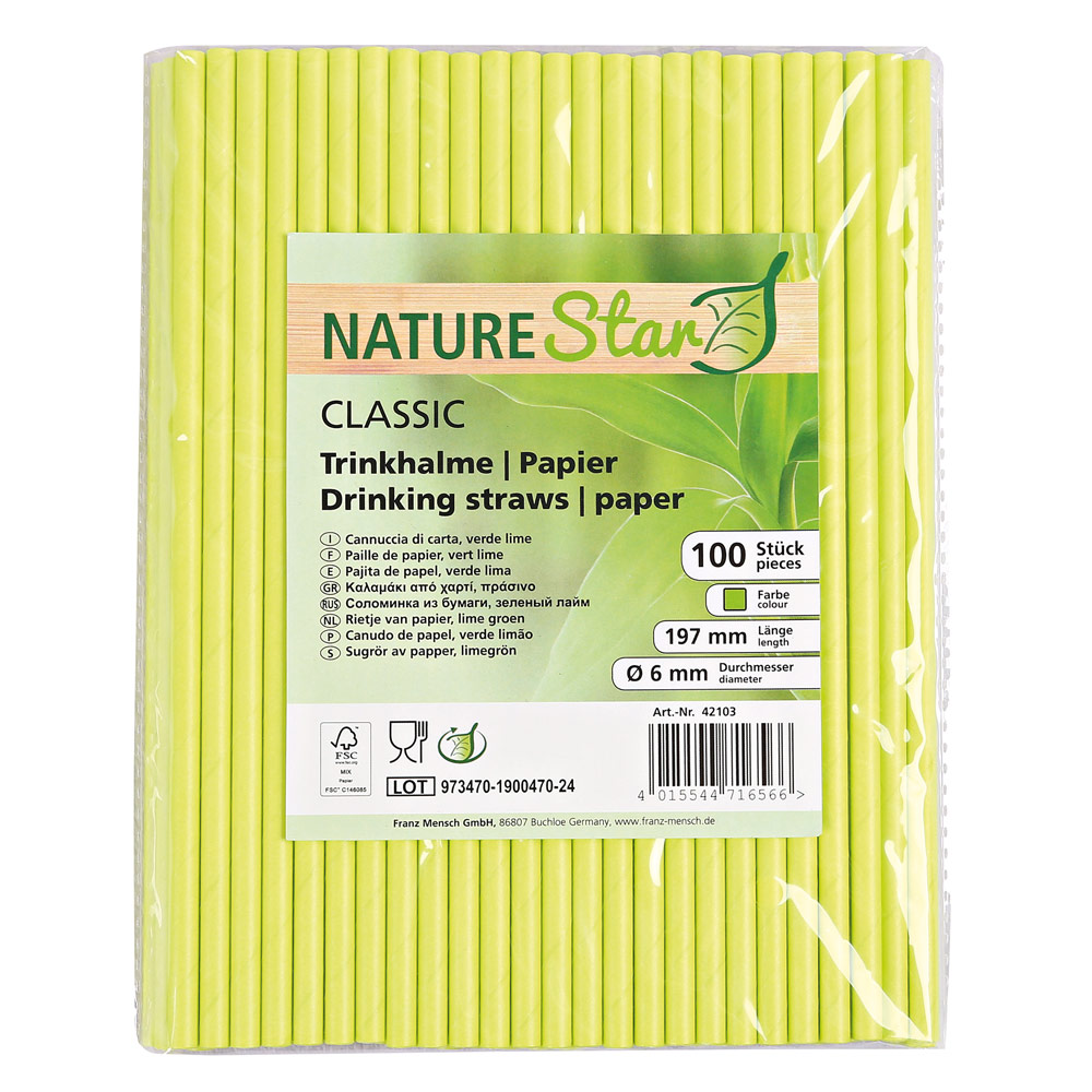 Papier-Trinkhalme "Classic" einfarbig | FSC®-zertifiziert, in Grün als Verpackungsbild 