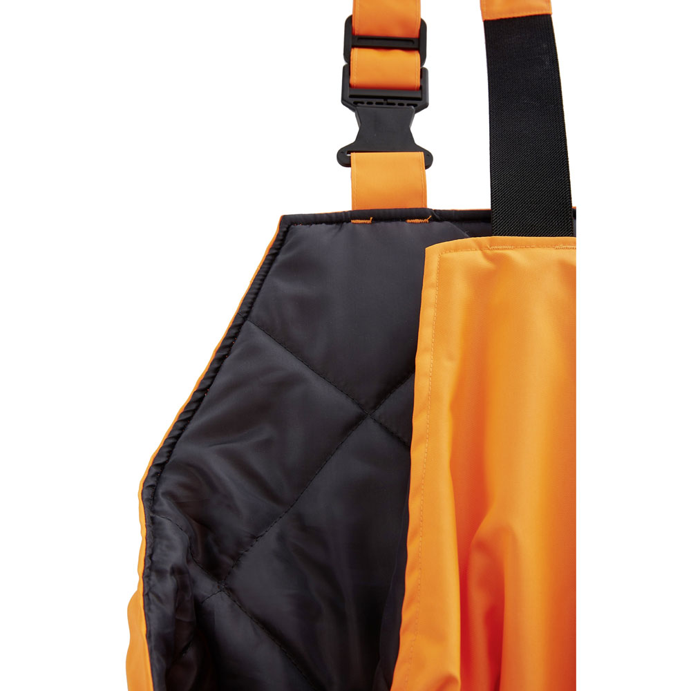 4PROTECT® ATLANTA, Warn-Winter-Wetterschutz-Latzhose, orange in der Innenansicht