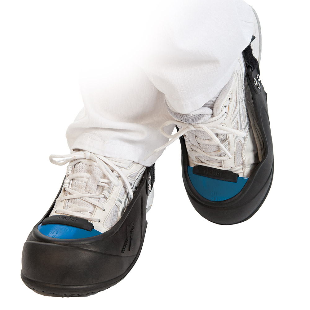 Safety overshoes with protective toe cap in black-blue
